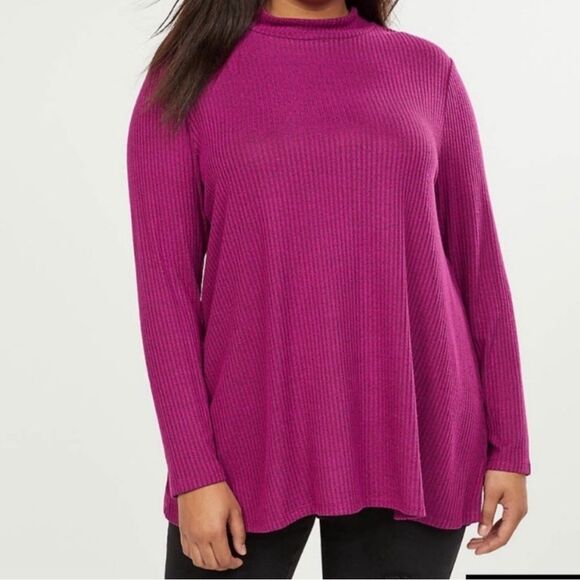 Lane Bryant Swing Collection Ribbed Knit Mock Neck Long Sleeve Hybrid Size 18/20 - Picture 5 of 10
